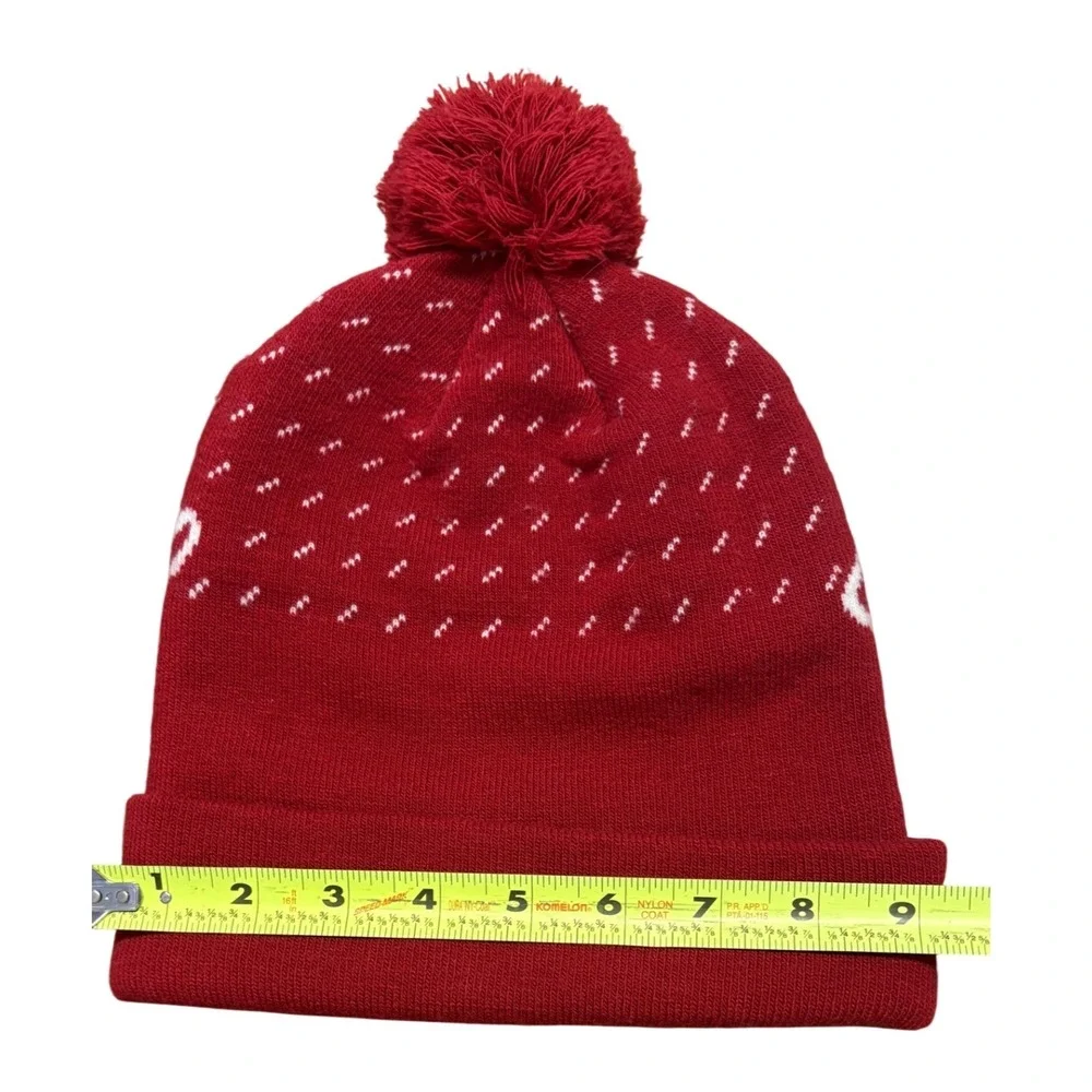 L.L. Bean Adult Pom Hat‎ Beanie Logo Winter Red Men Women One Size
